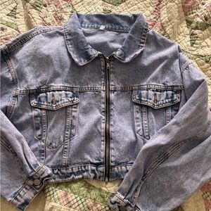 Stylish Purple Acid Wash Denim Jacket